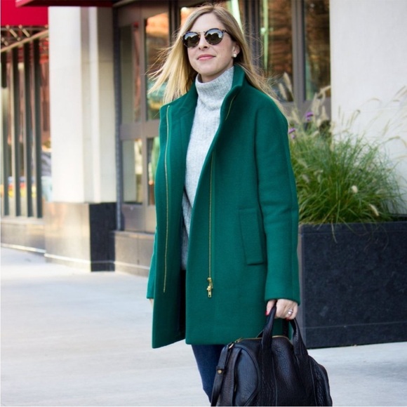 J. CREW City Coat Wool Blend Forest Green Jade size 00 - Picture 1 of 5